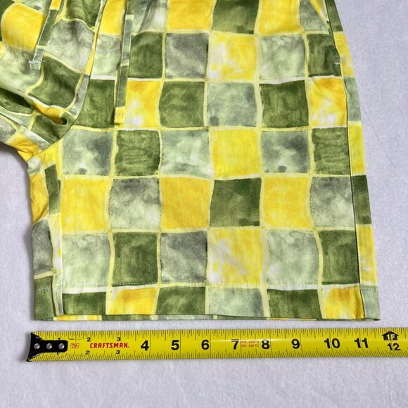 Zara Women's Green & Yellow Checkered Cotton Drawstring Shorts Size Small NWOT - Picture 11 of 11